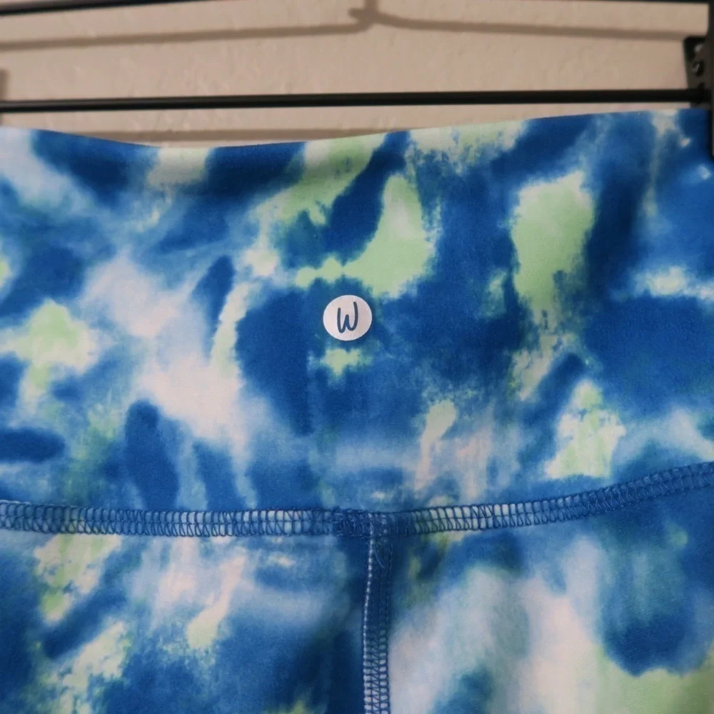Wildfox Tie Dye Leggings Yoga‎ Workout Full Length Gym Hippie Green Blue